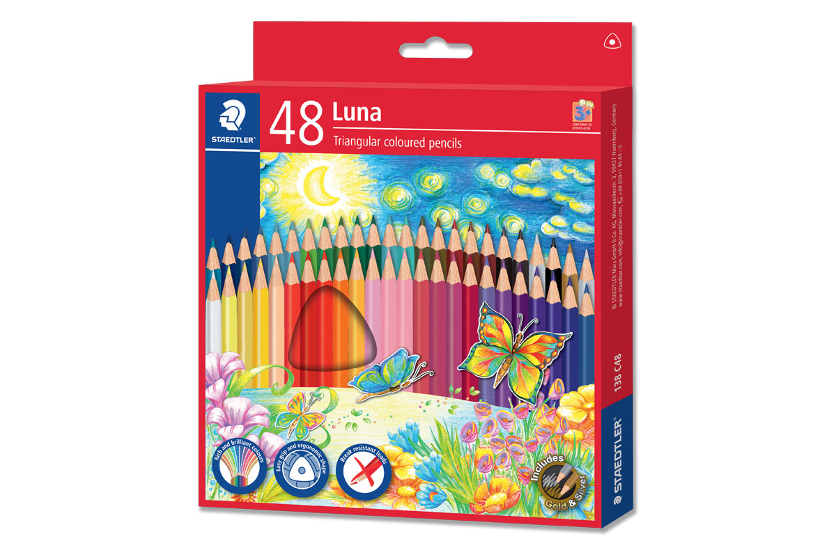 STAEDTLER LUNA TRIANGULAR COLOURED PENCILS, PKT 48
