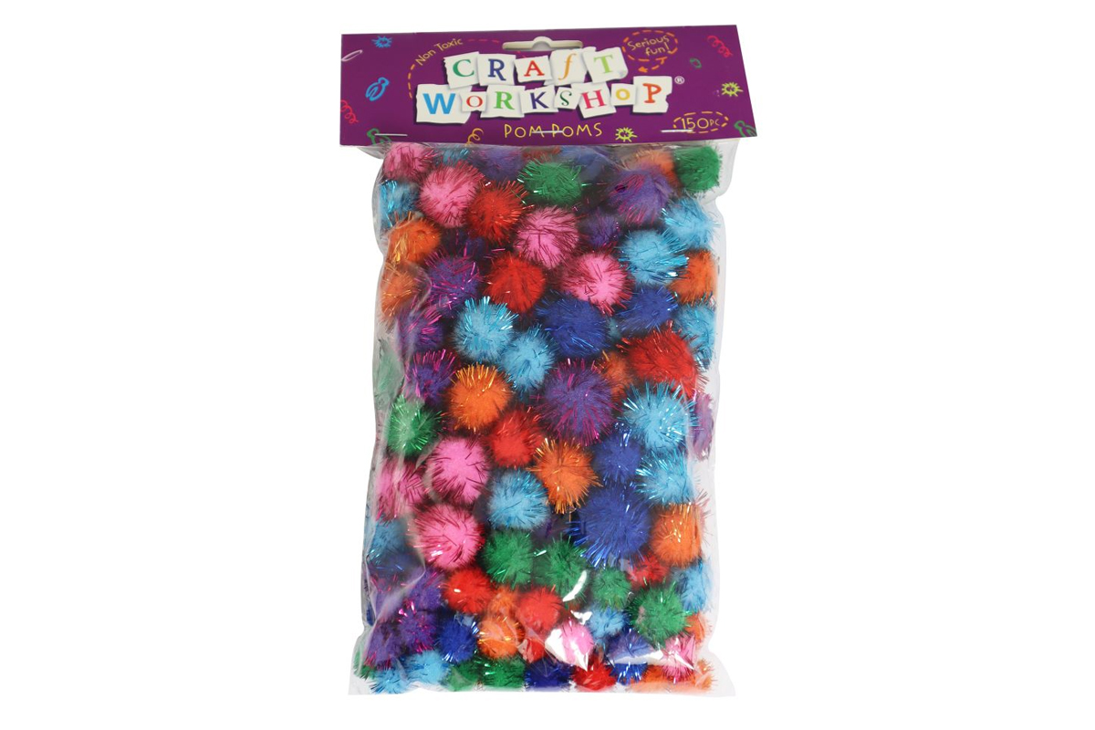 GLITTER POMPOMS, PKT 150