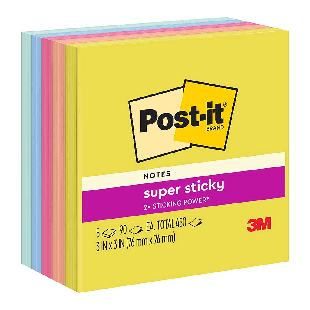 POST-IT SUPER STICKY NOTES 76MM X 76MM SUMMER JOY