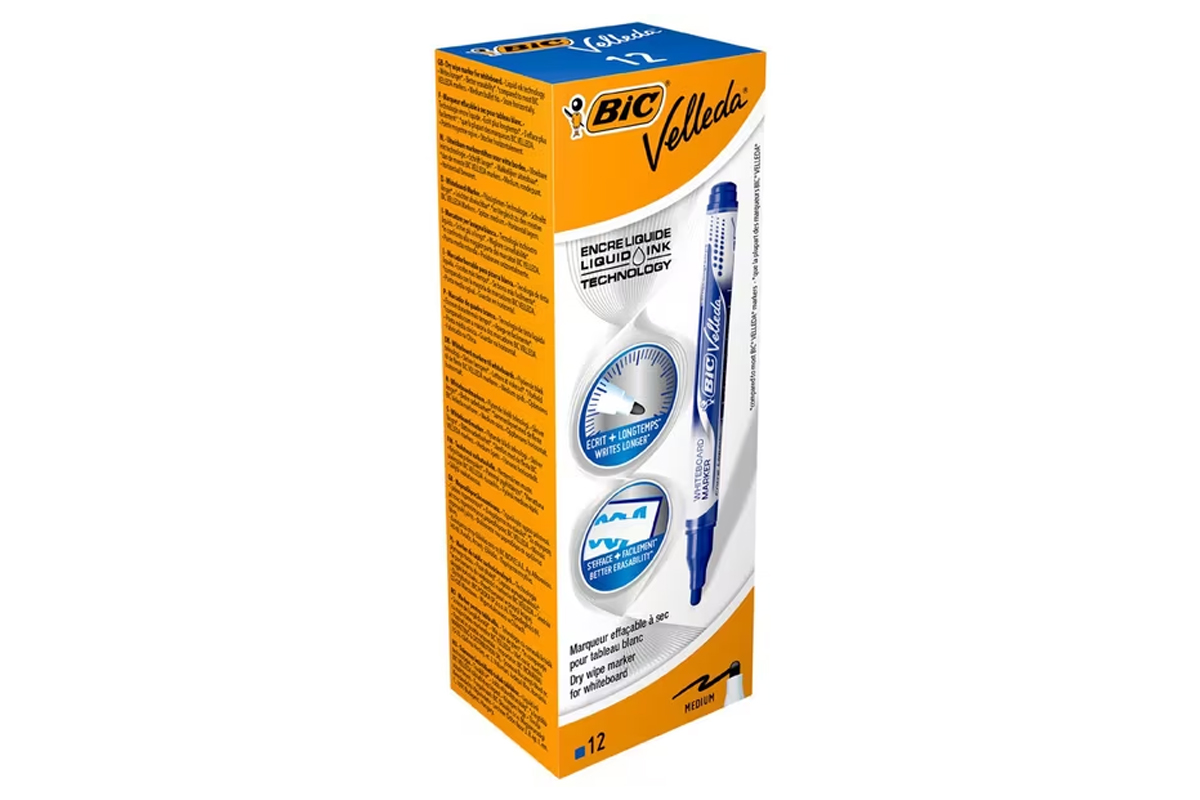 BIC LIQUID VELLADA WHITEBOARD MARKER (BLUE), BOX 12