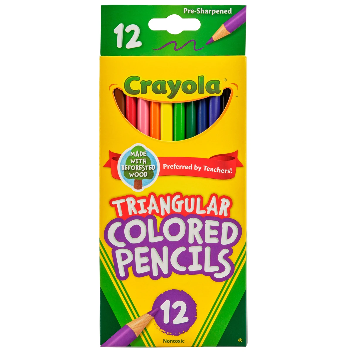 CRAYOLA TRIANGULAR COLORED PENCILS, PKT 12