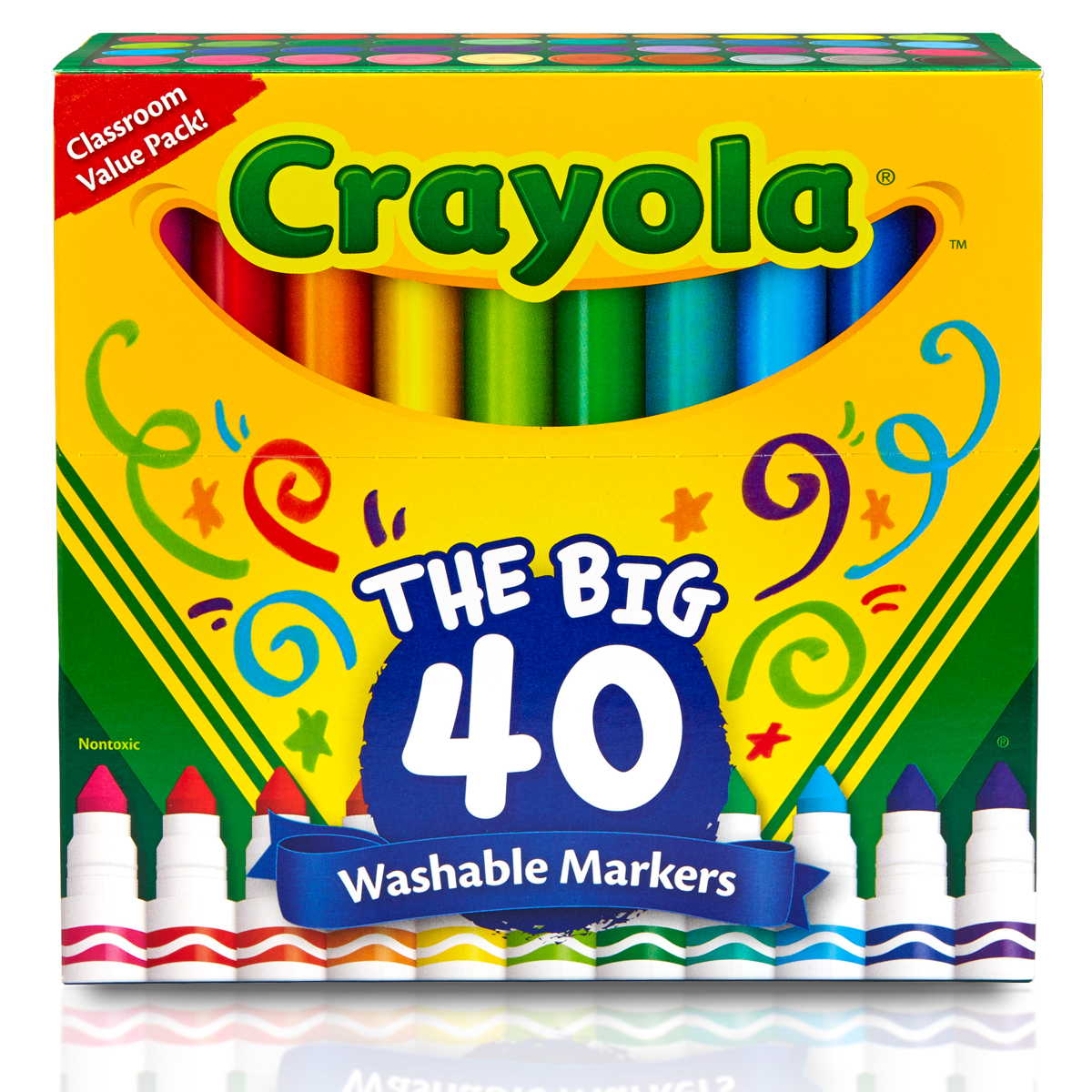 CRAYOLA WASHABLE MARKERS, PKT 40