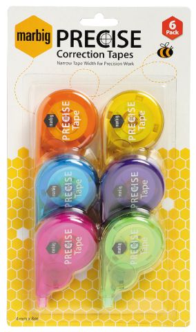 MARBIG CORRECTION TAPE 4MM X 8M, PKT 6