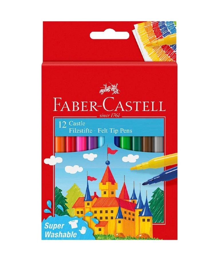 FABER CASTELL FIBRE TIP FELT PENS, PACK OF 12