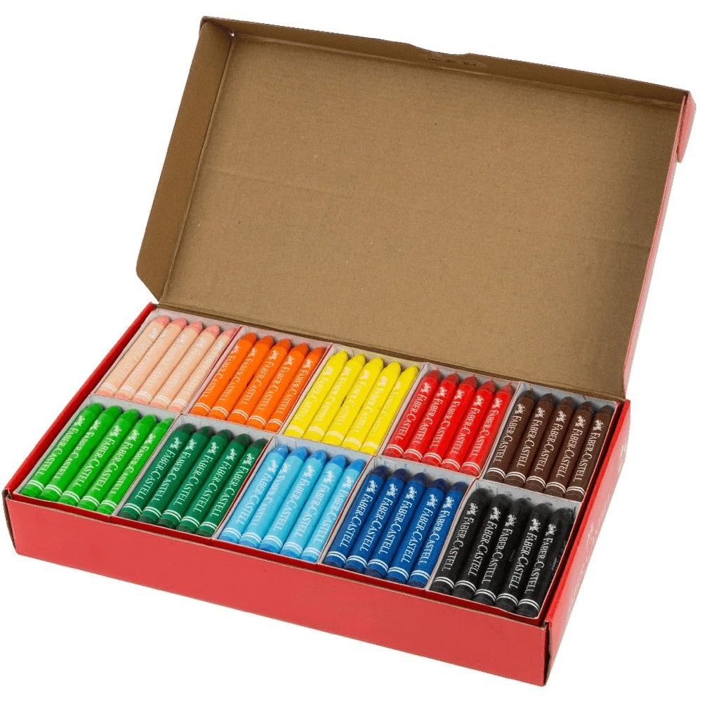 FABER CASTELL JUMBO WAX CRAYONS, BOX OF 200