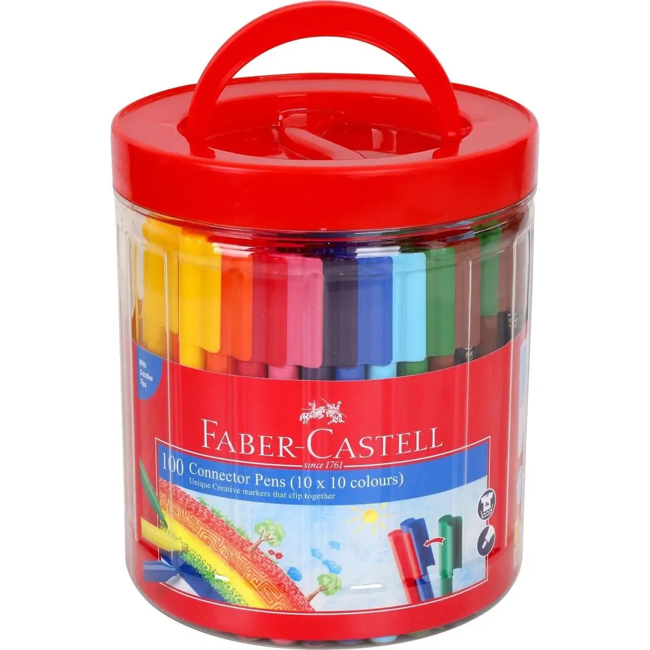 FABER CASTELL CONNECTOR PENS, 100 CLASS PACK