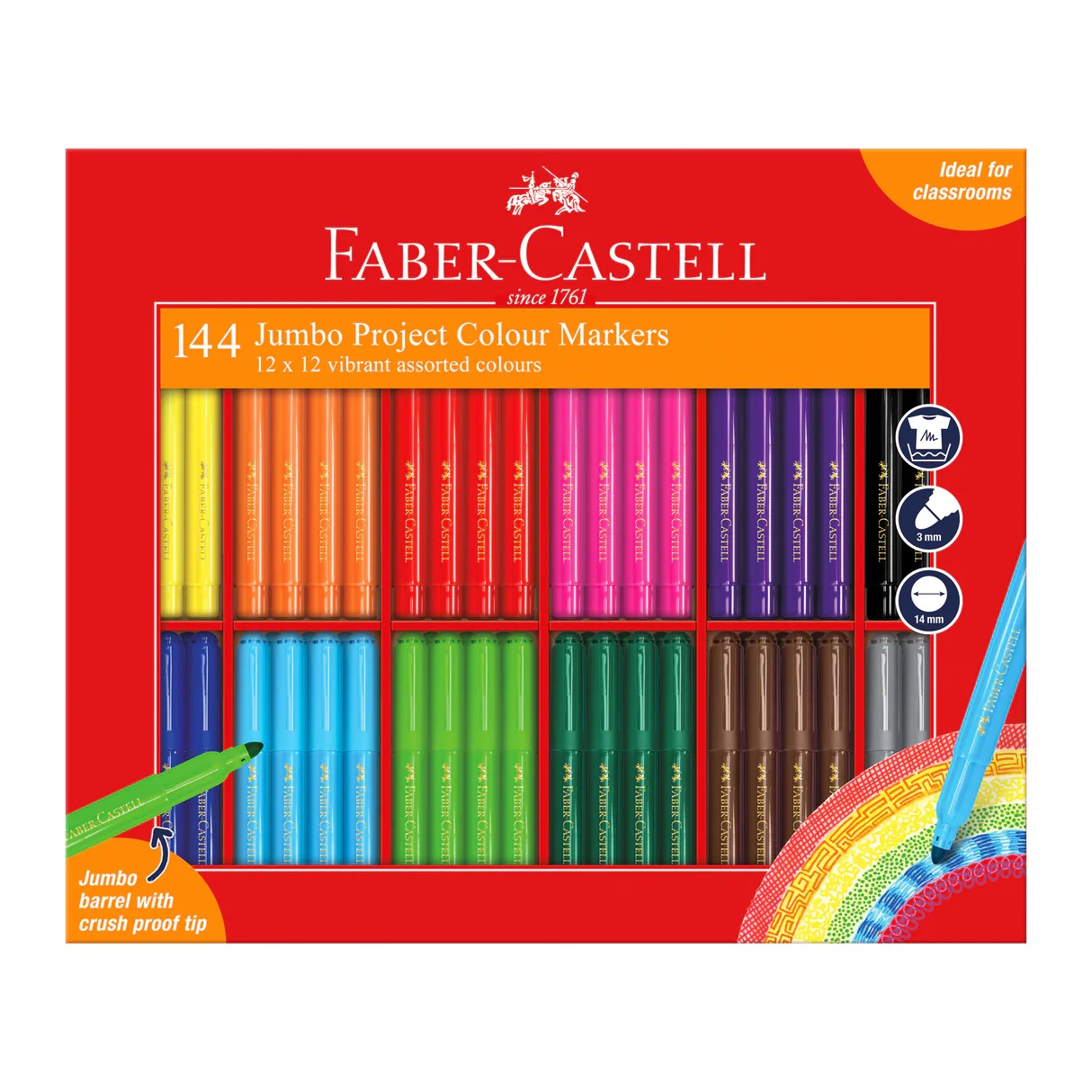 FABER CASTELL JUMBO MARKERS , CLASS PACK OF 144
