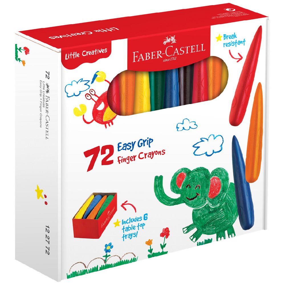 FABER CASTELL LITTLE CREATIVES FINGER CRAYONS, 72 PACK