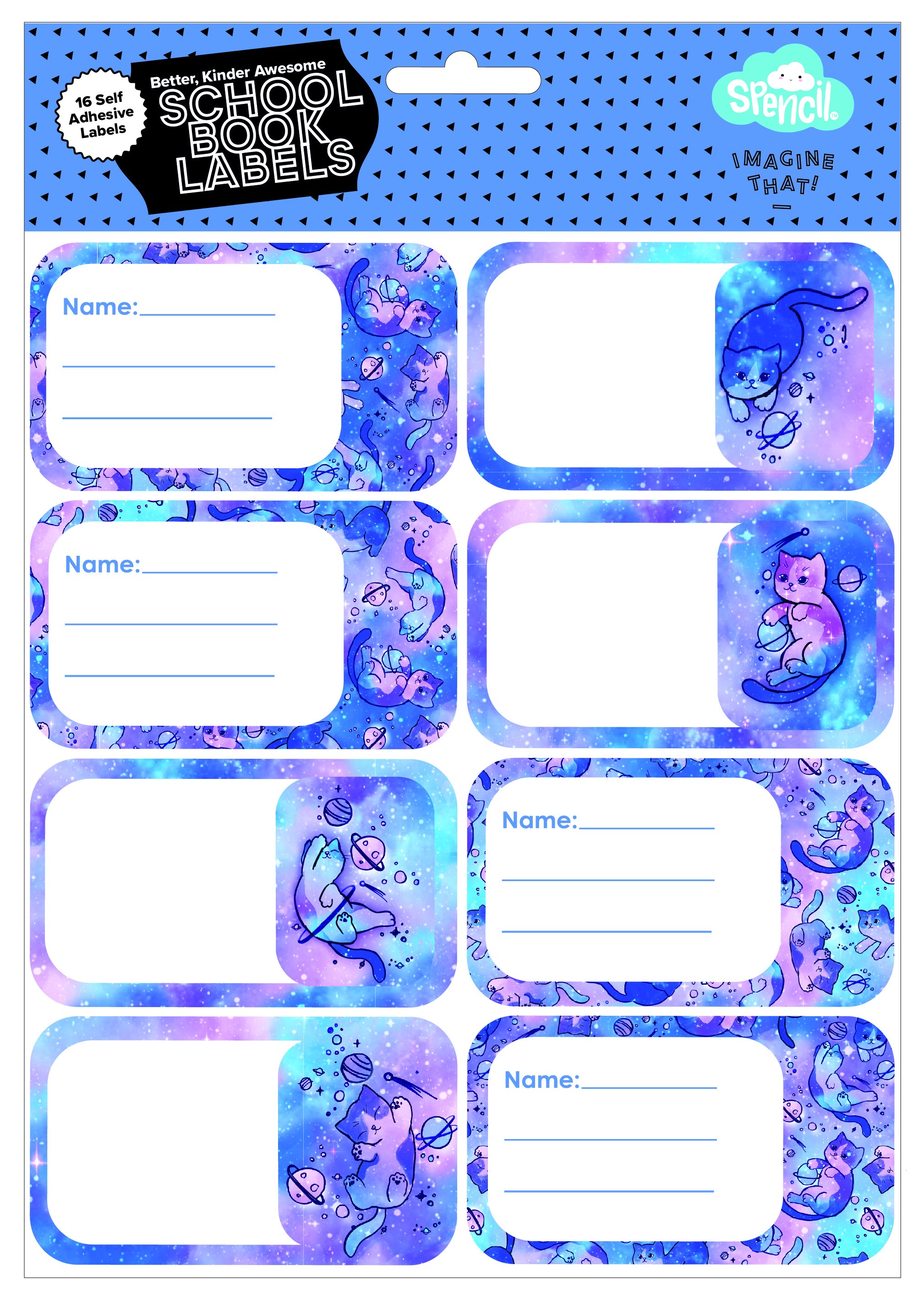 SPENCIL 16 BOOK LABELS - CAT-A-COSMIC