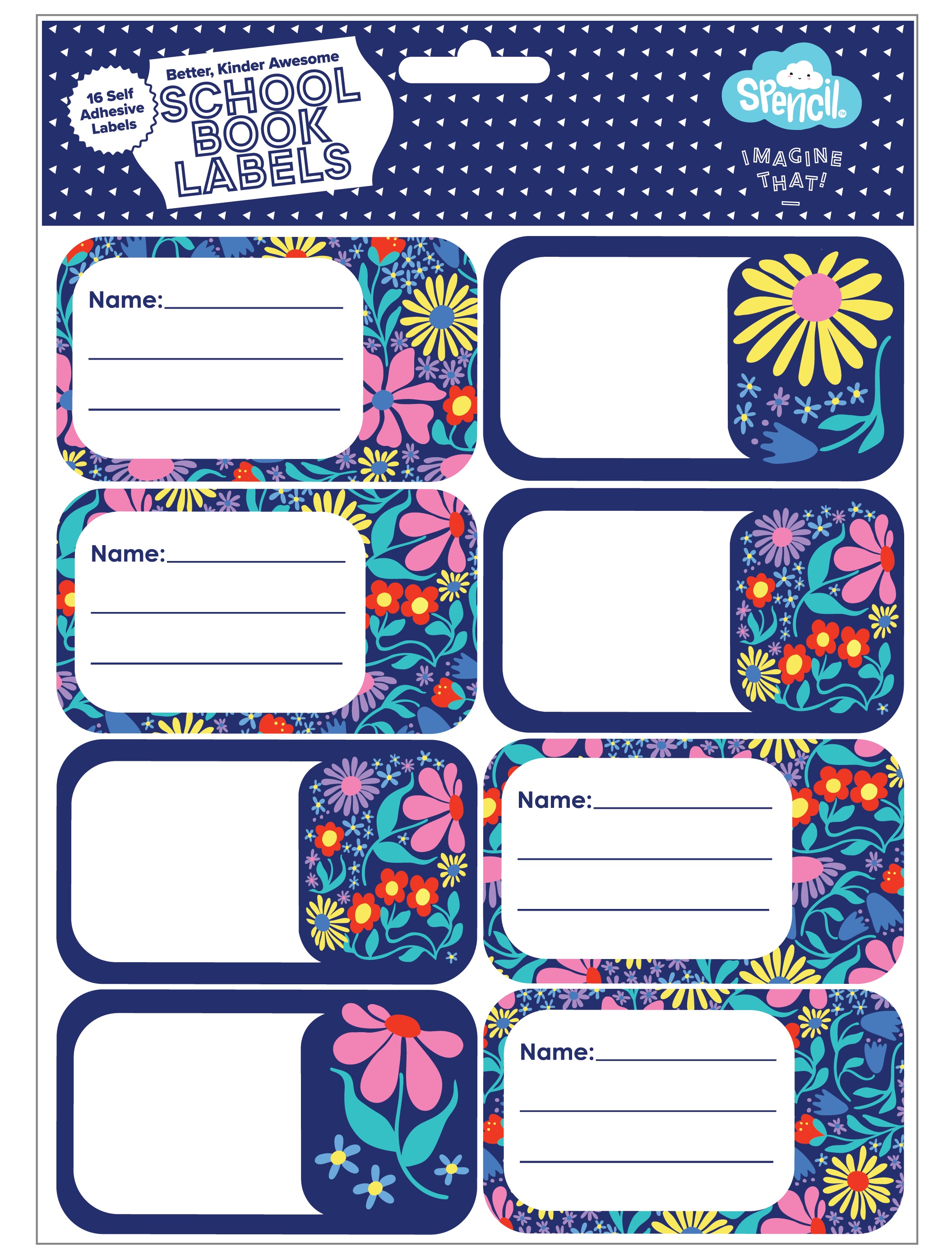SPENCIL 16 BOOK LABELS - FLOWER FUN
