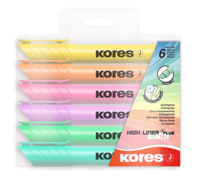 KORES HIGH LINER PLUS PASTEL HIGHLIGHTERS, SET OF 6