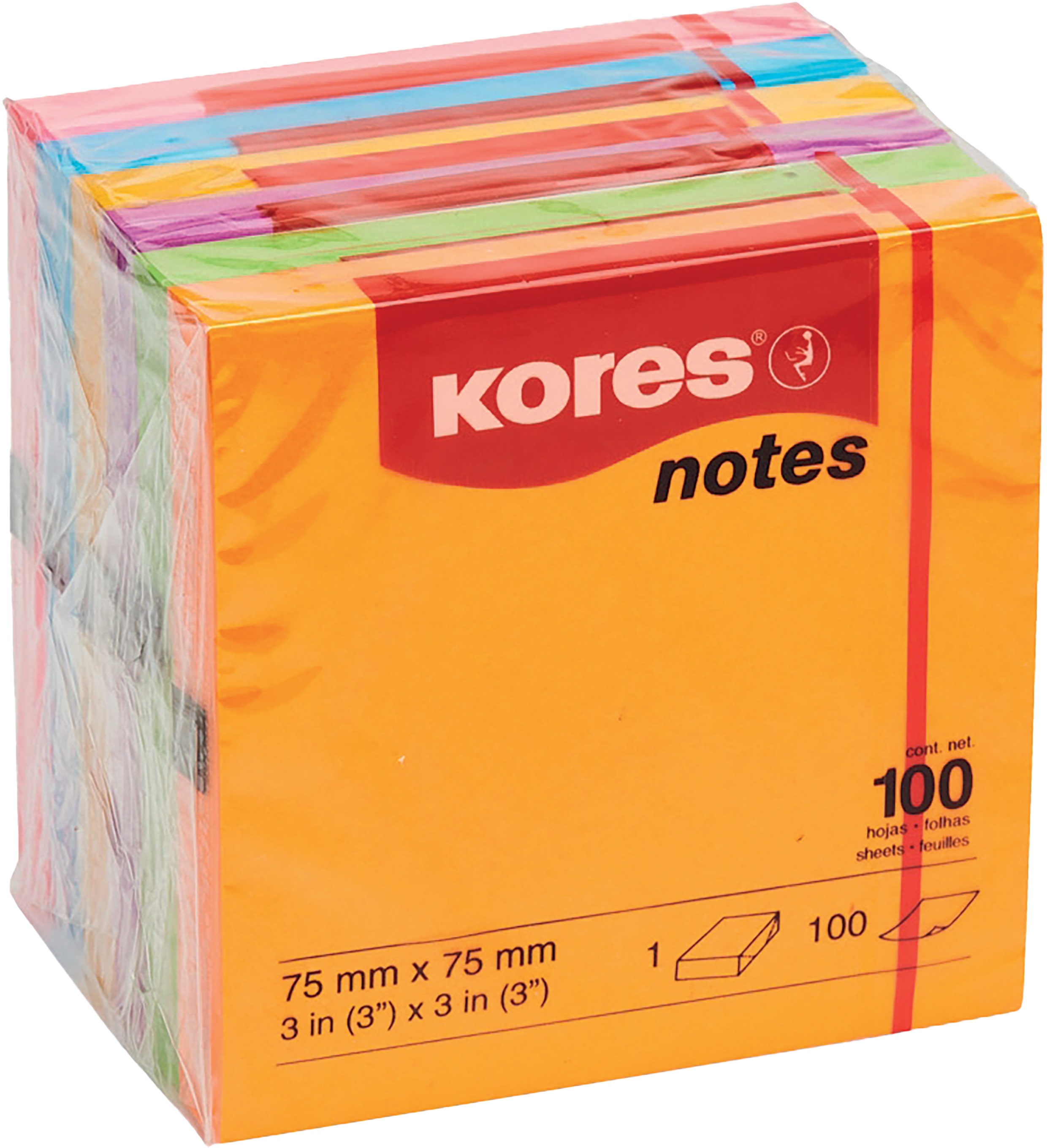 KORES STICKY NOTES 75MM X 75MM, PKT 6 (STANDARD)
