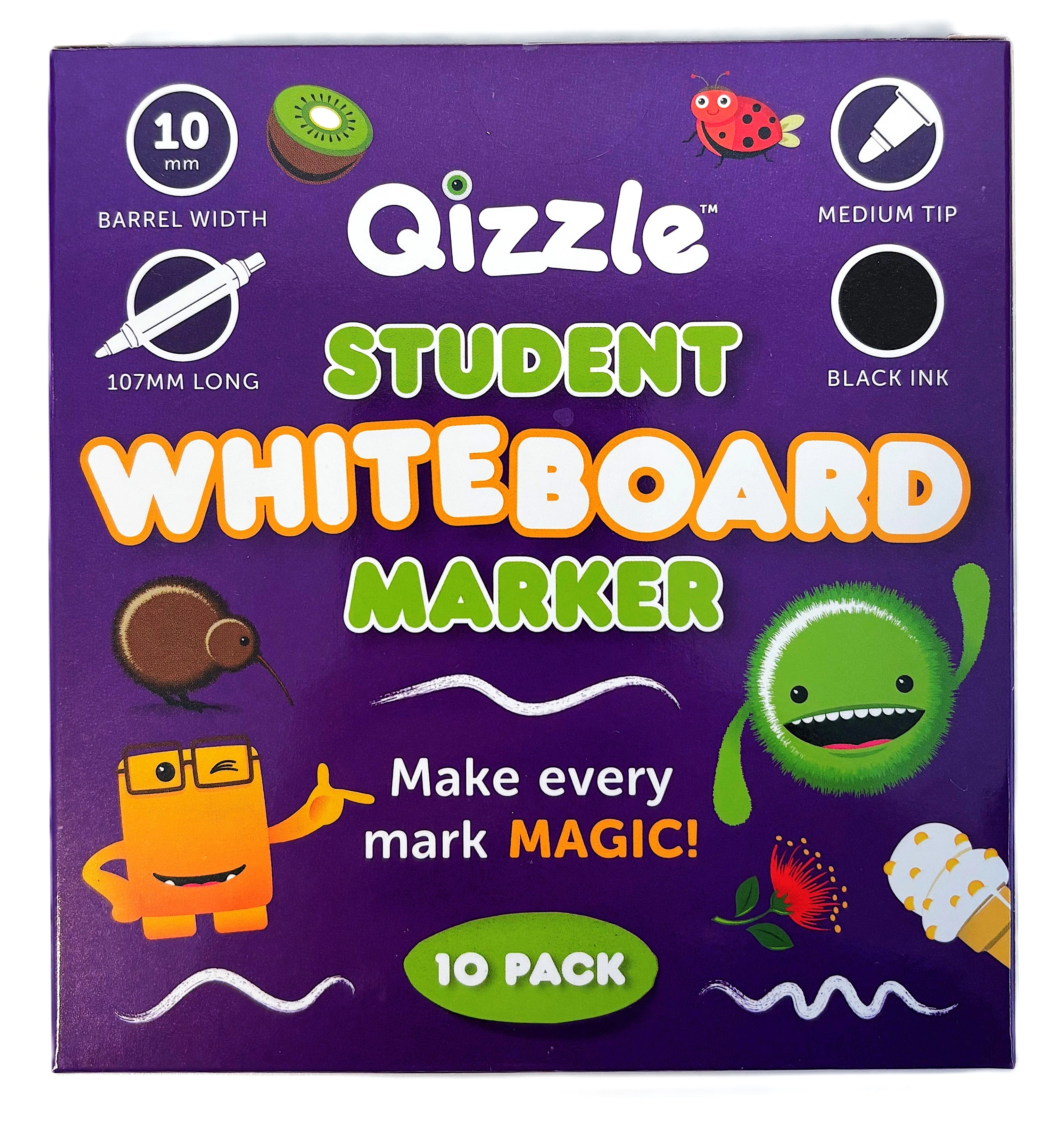 QIZZLE STUDENT WHITEBOARD MARKER (BLACK) BOX OF 10