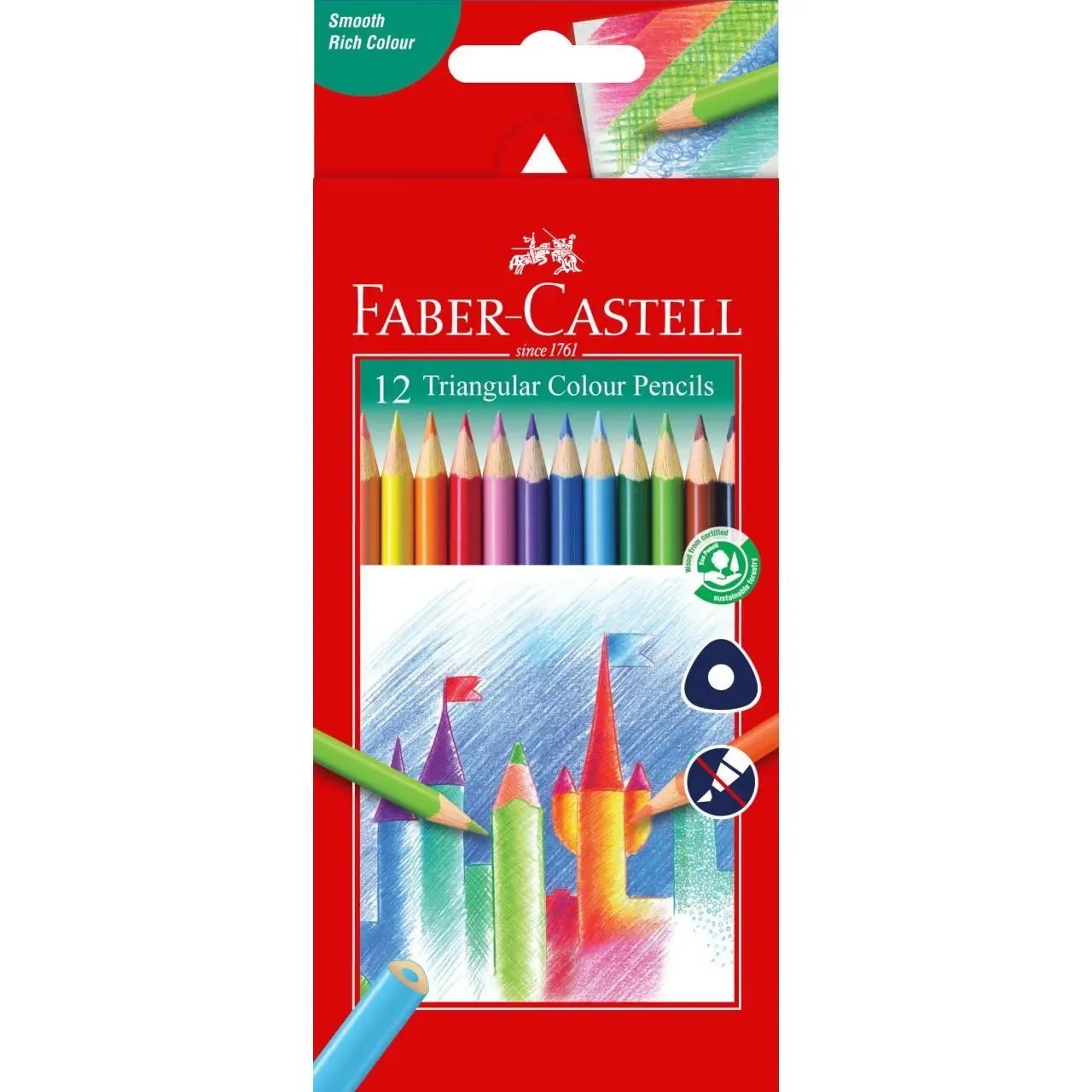 FABER CASTELL TRI-COLOUR PENCIL, BOX OF 12