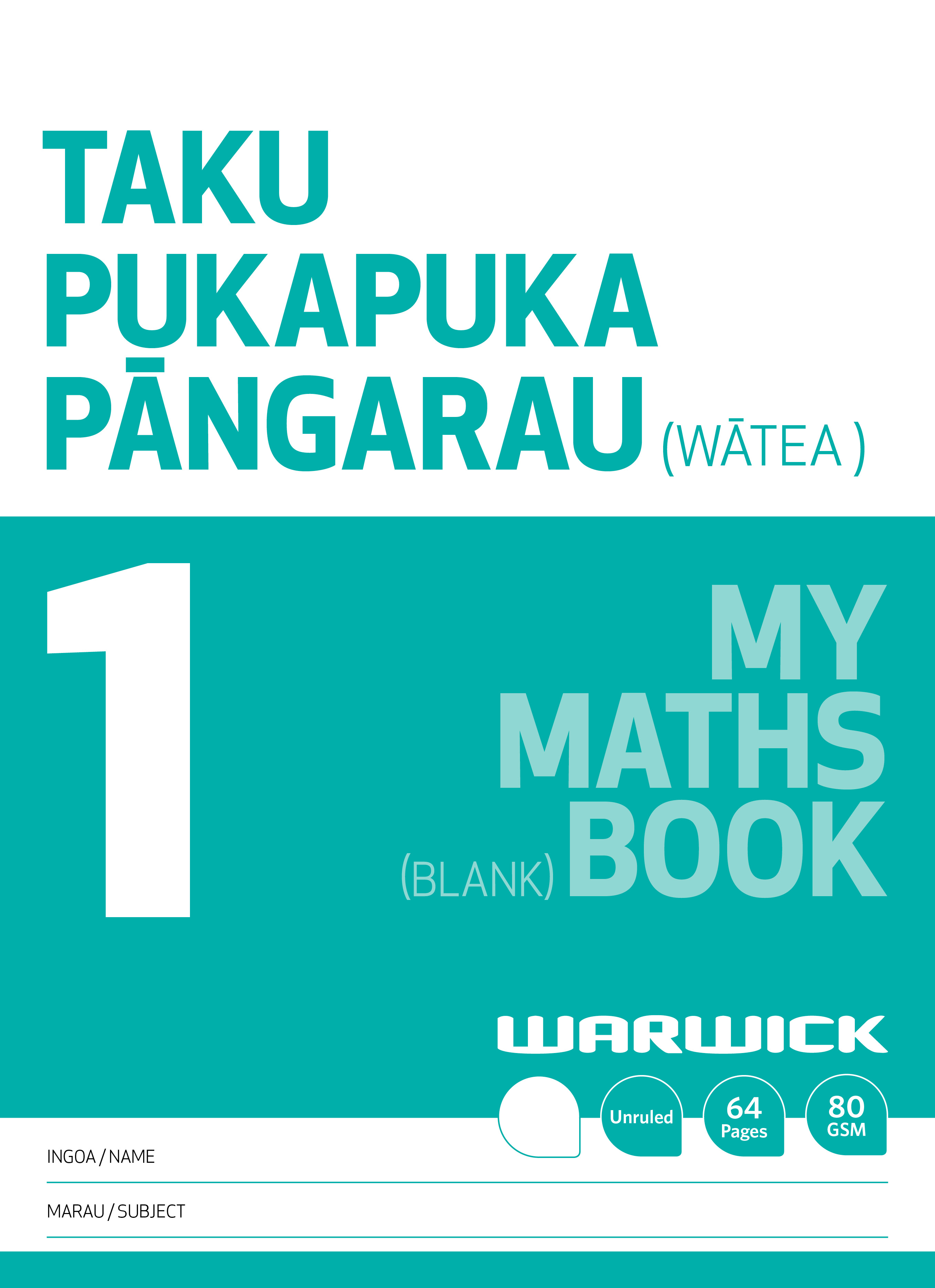 WARWICK MY MATHS BOOK 1 UNRULED