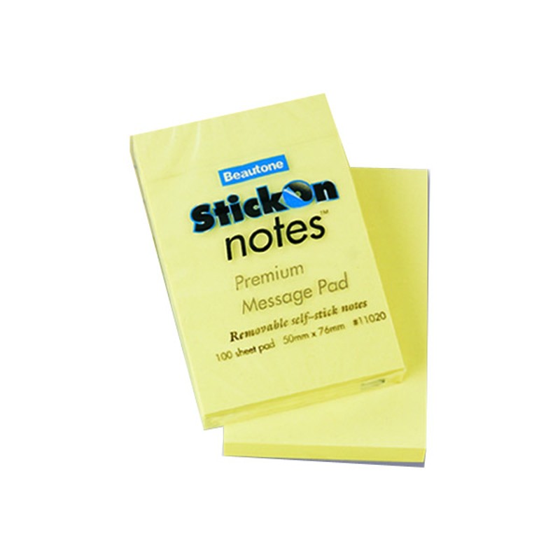 ADHESIVE NOTES 50MM X 75MM YELLOW
