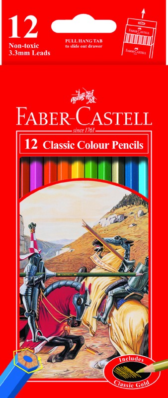 FABER CASTELL CLASSIC COLOUR PENCILS, PKT 12