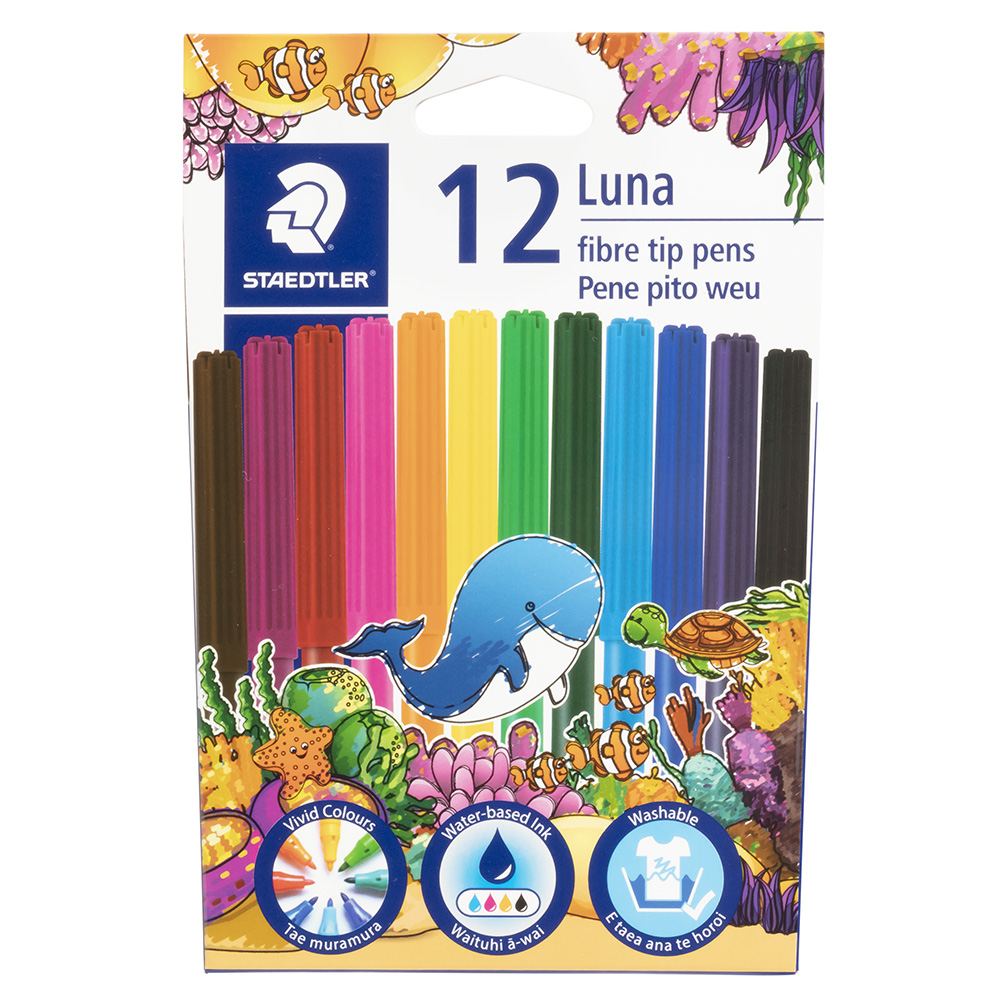 STAEDTLER LUNA FIBRE TIP FELT PENS, SET 12