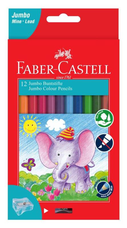FABER CASTELL JUMBO COLOUR PENCILS, PKT 12