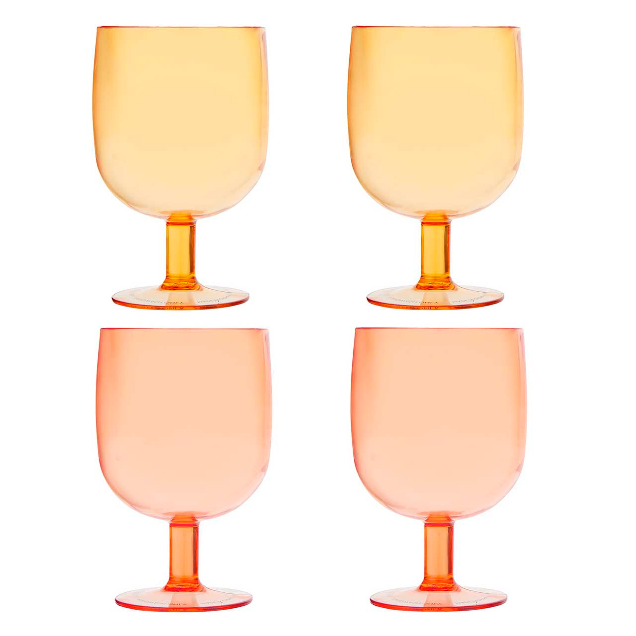 Stackable Wine Glasses Set - Pink Orange - Set of 4 - Slant