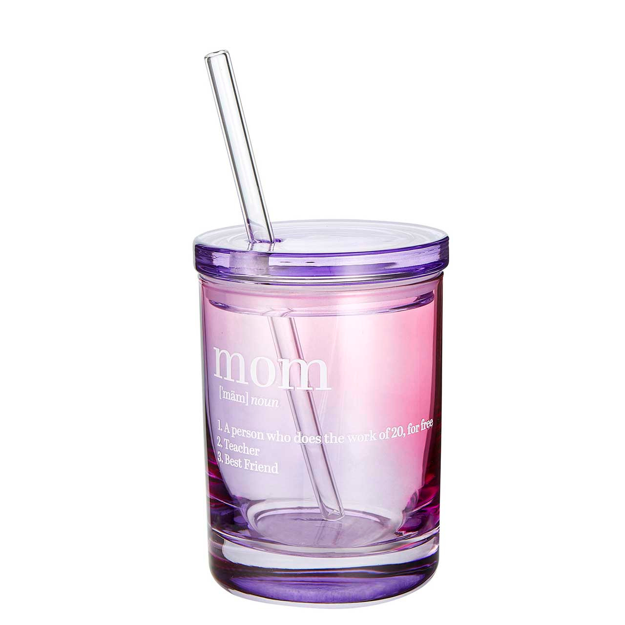 Glass DOF with Lid and Straw- Iridescent