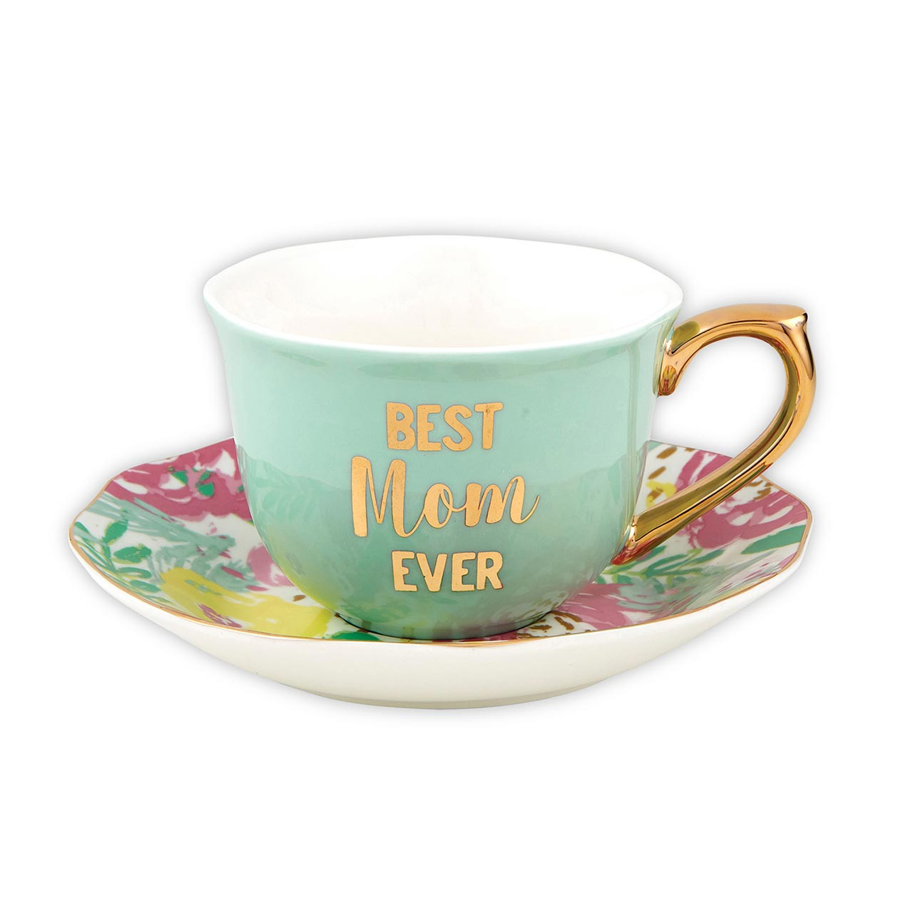 Mothers Day Gift for Mom Flowers Tea Cup & Saucer Set 