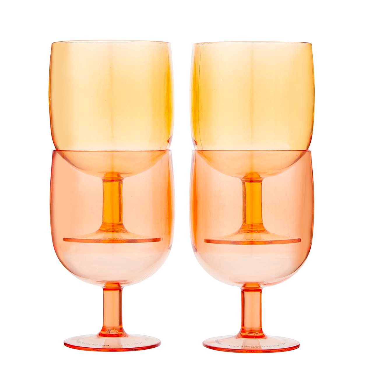 Stackable Wine Glasses Set - Pink Orange - Set of 4 - Slant