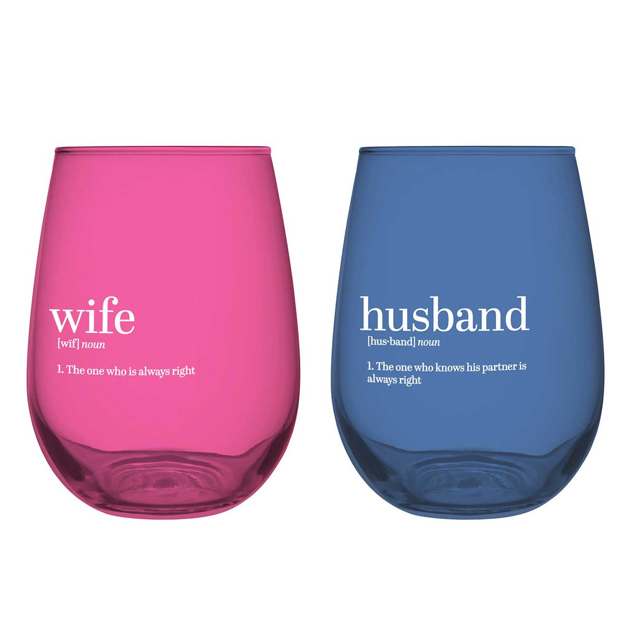 Stemless Wine Glass Set Husband/Wife Set of [Consumer