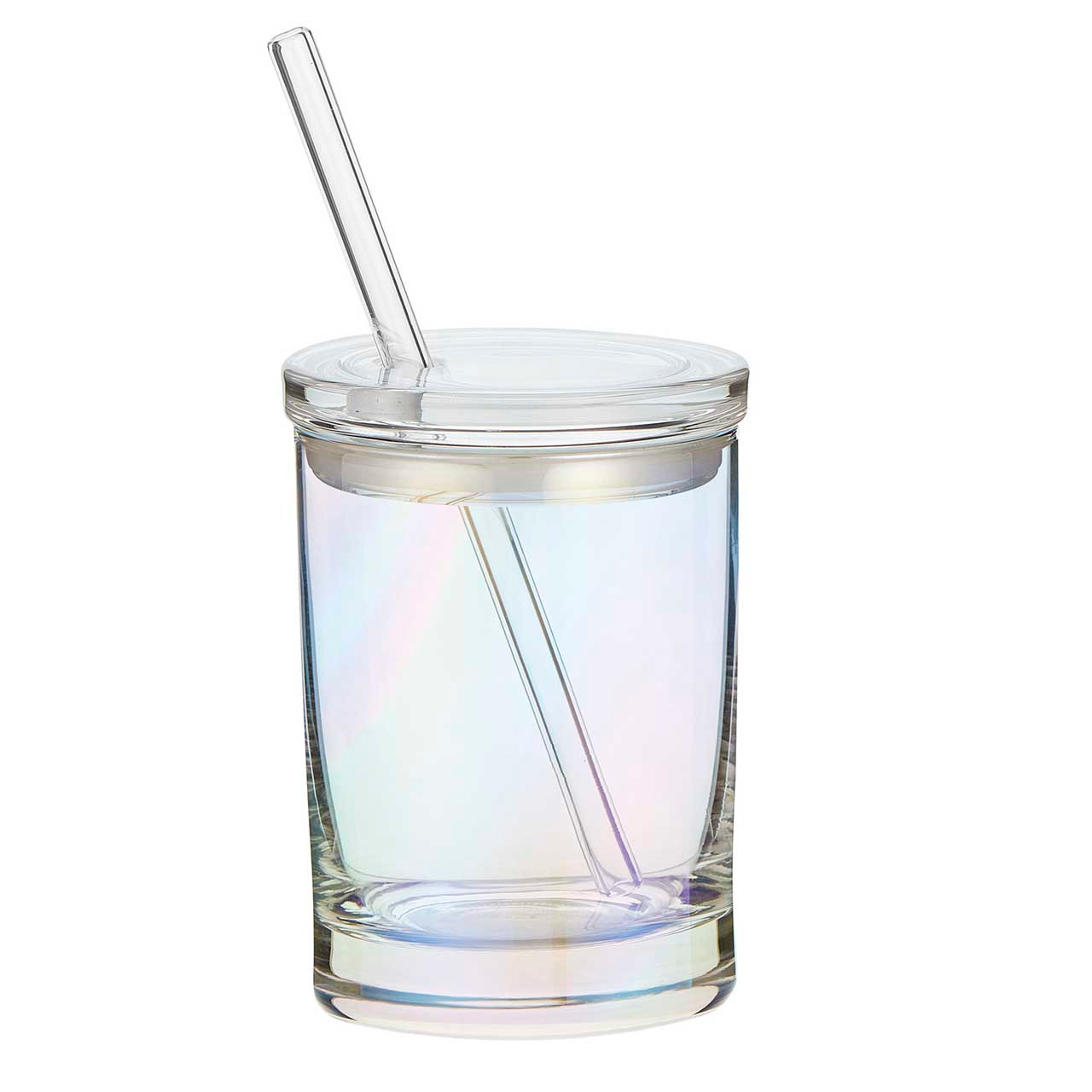 Glass DOF with Lid and Straw- Iridescent - Slant Collections