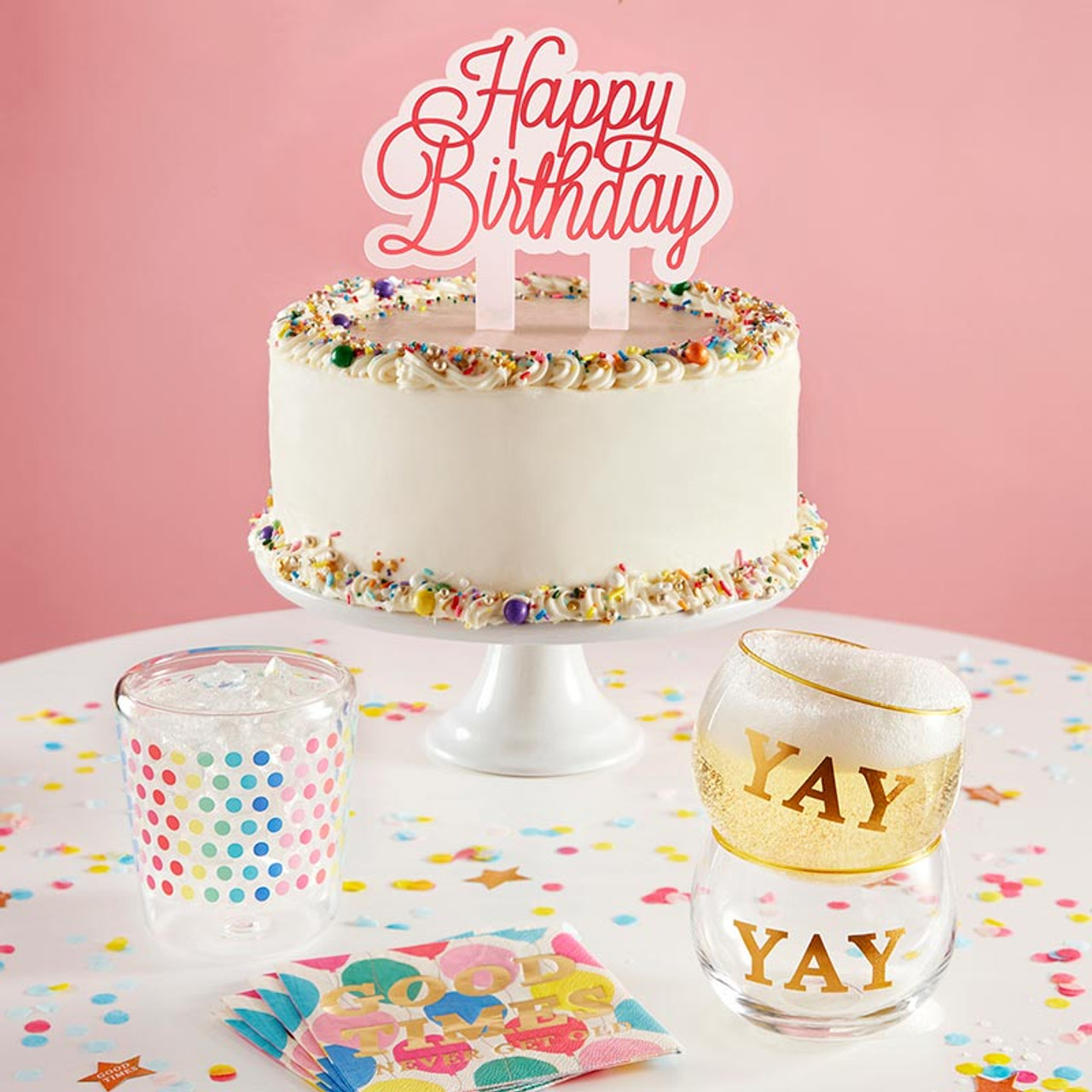 Happy Birthday Hexagon Cake Topper