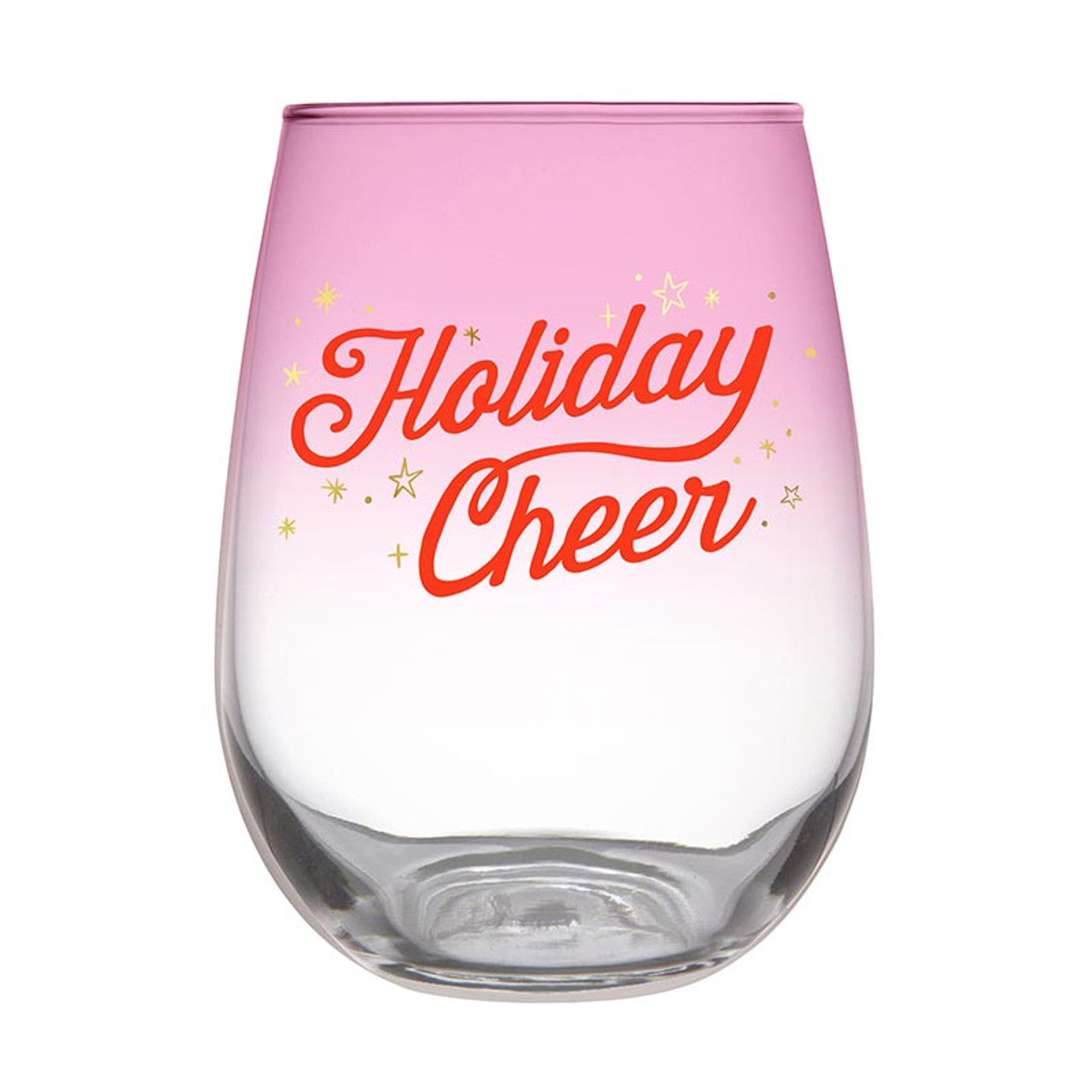 Holiday Cheer Set of 4 Stemless Wine Glasses with Christmas Icons Includes 4  Designs