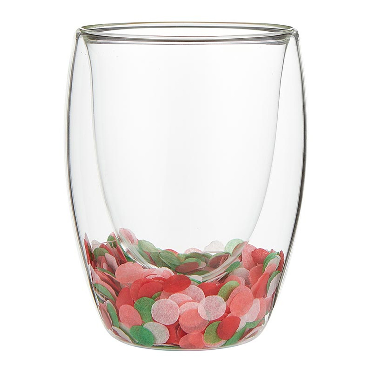 Holiday spirits double wall stemless wine glass