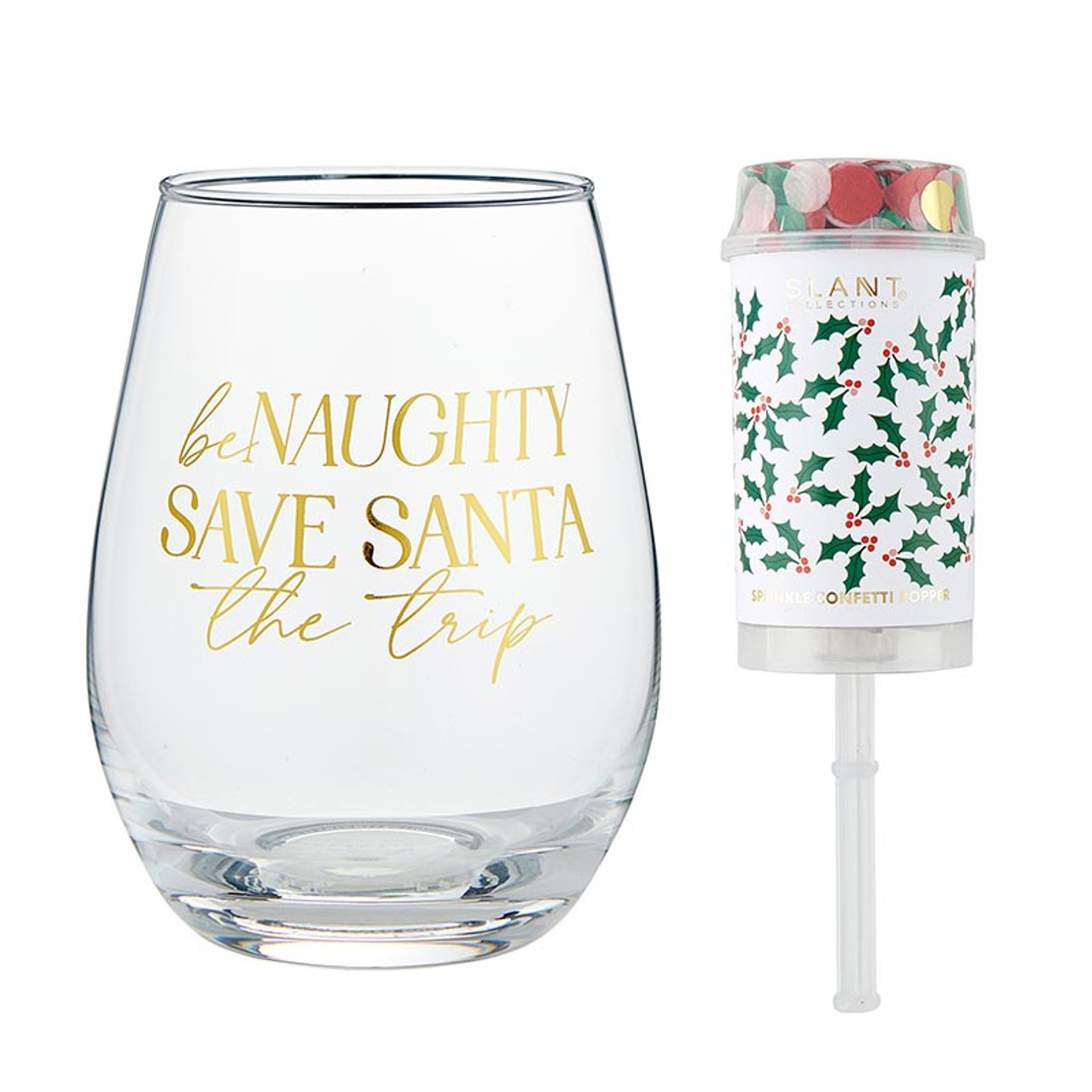Naughty Nice Stemless Wine Glass - #confetti-gift-and-party