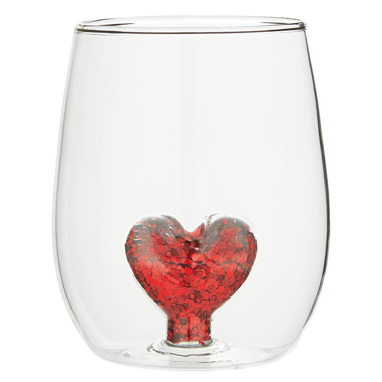 Slant Collections Heart Figurine Wine Glass - Thumbnail 3