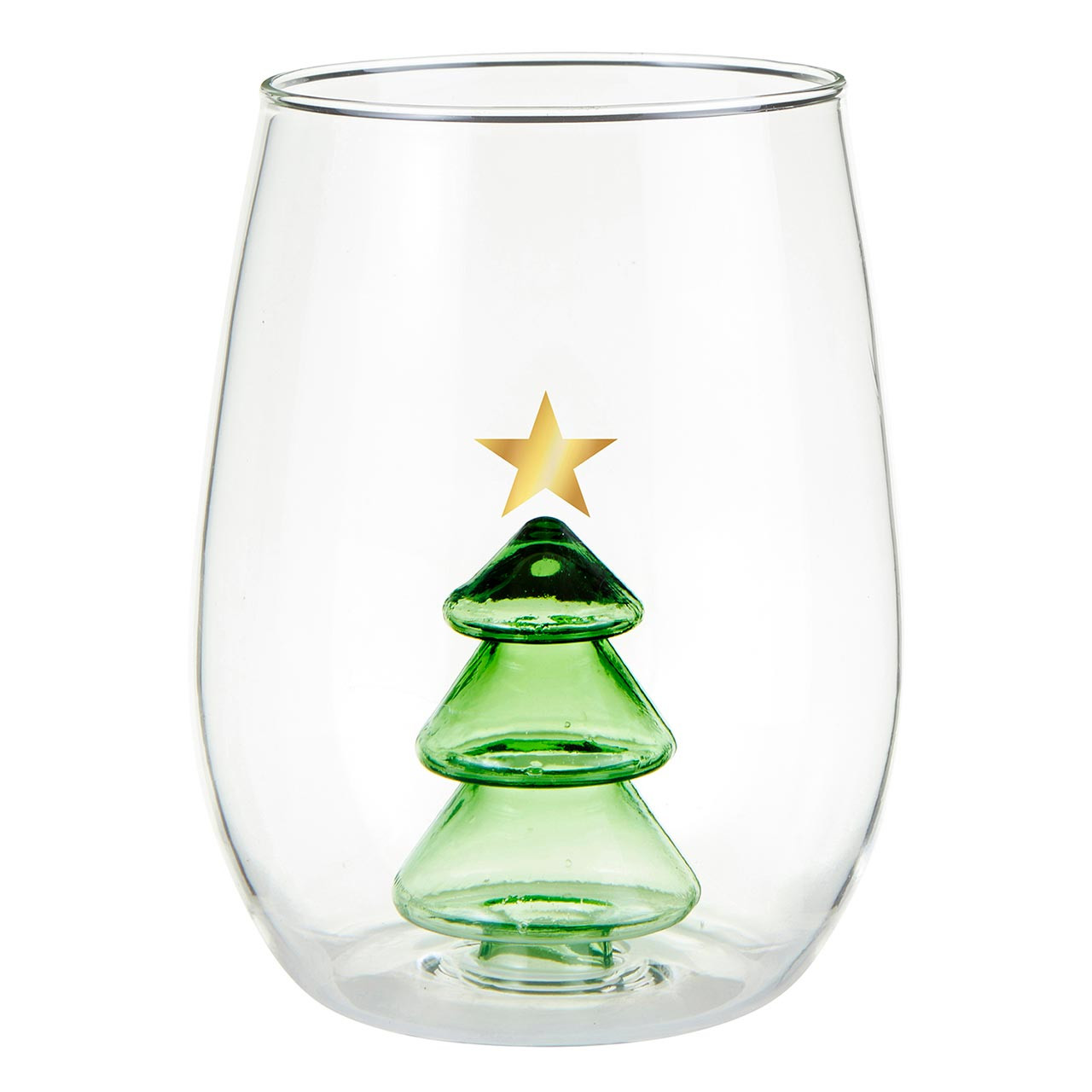 Green Christmas Wine Glasses, Christmas Glassware