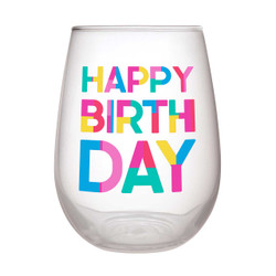 Engraved Enoteca Wine Glass Happy 20th Birthday Slanted Design 