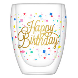 Double Wall Glass - Happy Birthday Confetti