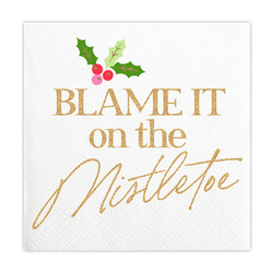 Foil Beverage Napkins - Blame it on the Mistletoe