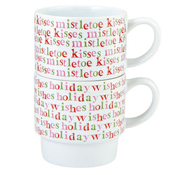 Stacking Mug Set - Mistletoe Holiday