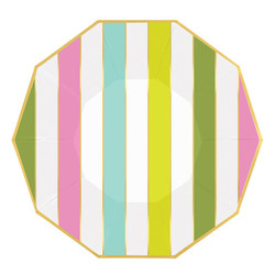 Decagon Foil Paper Plates - Stripes - 8ct