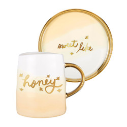 12oz Artisanal Mug and Saucer Set - Honey