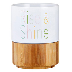 Ceramic Mug with Bamboo Base - Rise and Shine