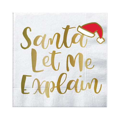 Foil Beverage Napkins - Santa Let Me Explain