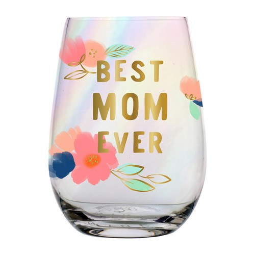 Wine Glass - Best Mom Ever Floral