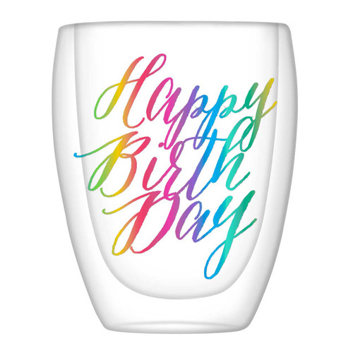 Double-Wall Stemless Glass - Happy Birthday