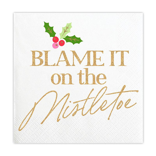 Foil Beverage Napkins - Blame it on the Mistletoe