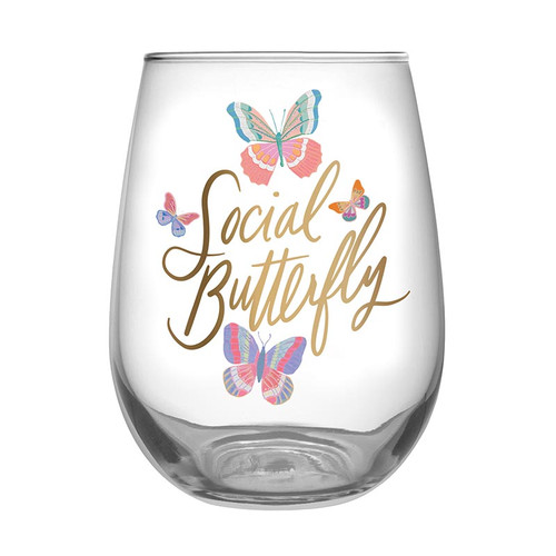 Stemless Wine Glass - Social Butterfly