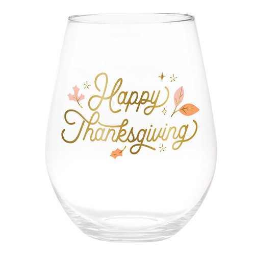 Jumbo Stemless Wineglass - Happy Thanksgiving