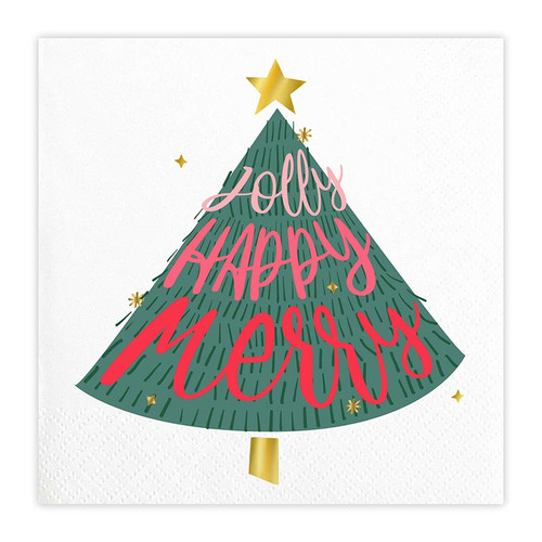 Foil Napkins - Jolly Happy Merry