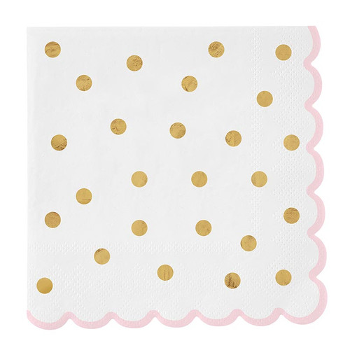 Foil Paper Napkin with Scallop - Gold Dot